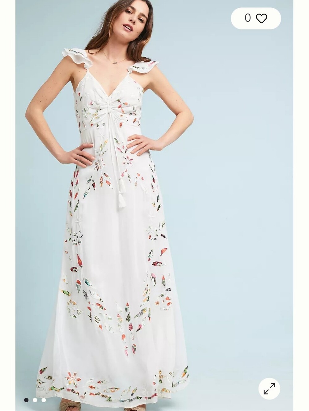 FARM RIO ANTHROPOLOGIE I US 6 Esmera Maxi Floral Dress I white, multicolour